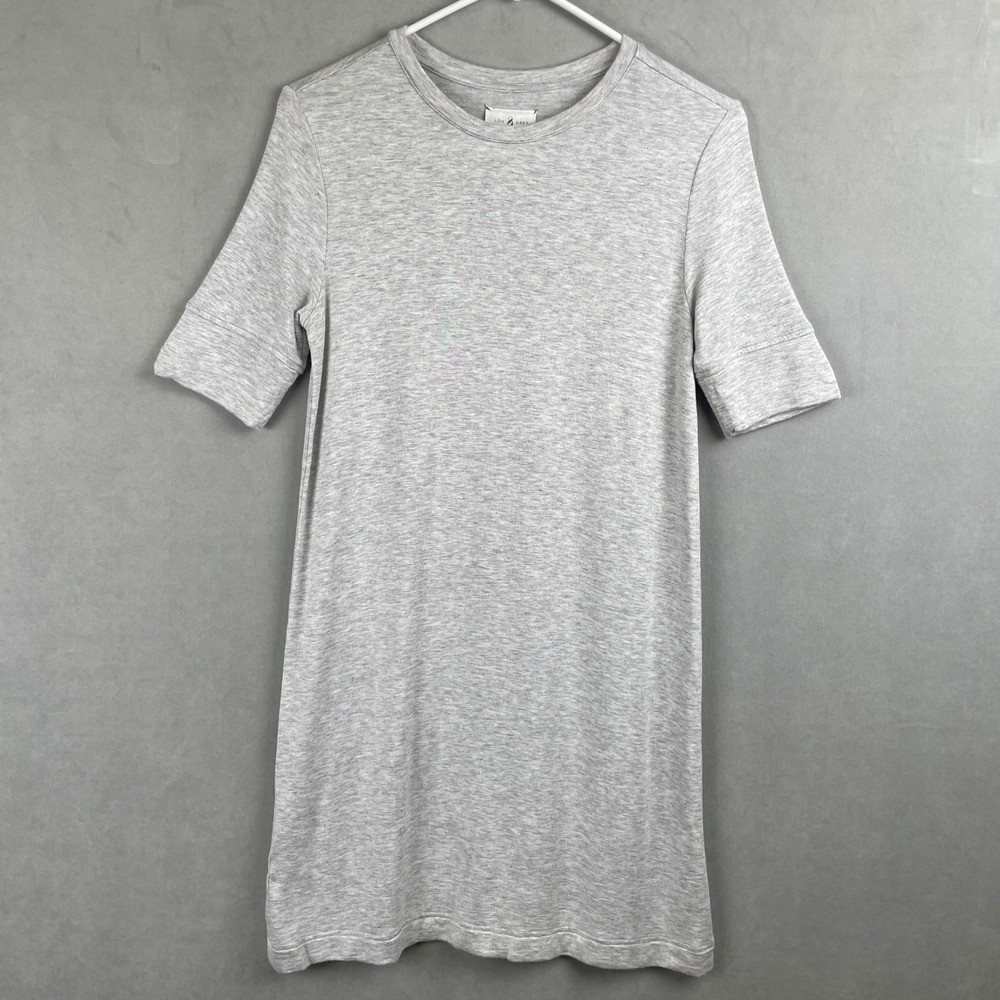 Lou & Grey Heather Gray Short Sleeve Crew Neck T-Shirt Shift Dress Soft Basic XS